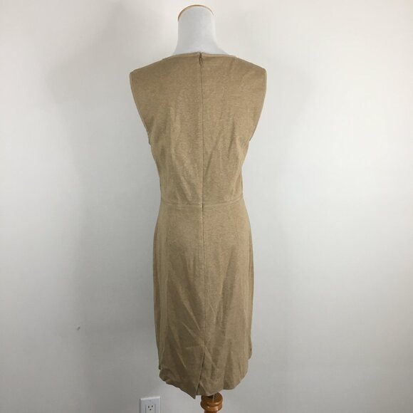 TRINA TURK Beige/Caramel Silk Trim Sleeveless Lined Sheath/Shift Dress - Picture 8 of 8